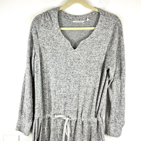 Soft Surroundings Easy Living Gray Long Sleeve Drawstring Fleece Sweater Size S - Picture 9 of 10